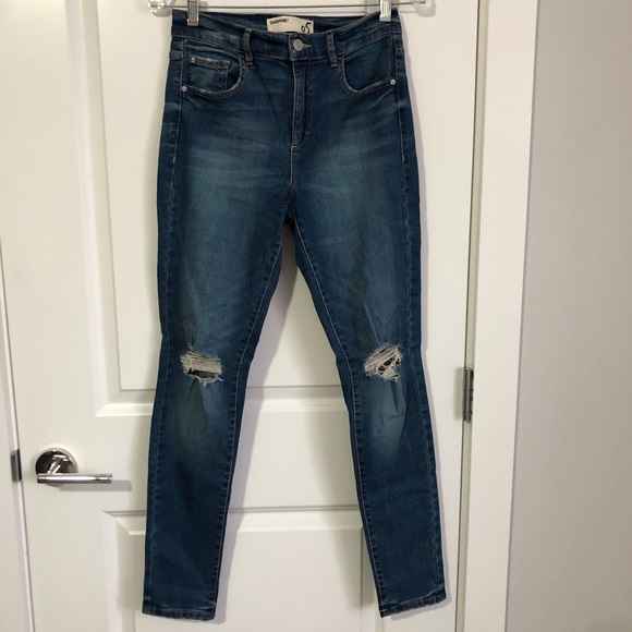 GARAGE DARK WASH RETRO HIGH WAIST SKINNY JEGGINGS - Picture 2 of 6